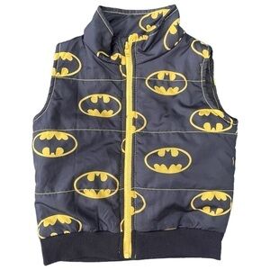 Batman kids toddler boys puffy vest jacket Black yellow Sz XL kids